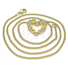 Collares con Dije 04.156.0357.20 Oro Laminado, Diseño de Corazón, con Blanca Micro Pave, Pulido, Tono Dorado (02 MM Thickness, 20 Inches Length)