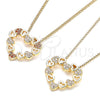 Collares con Dije 04.156.0357.20 Oro Laminado, Diseño de Corazón, con Blanca Micro Pave, Pulido, Tono Dorado (02 MM Thickness, 20 Inches Length)