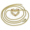 Collares con Dije 04.156.0357.1.20 Oro Laminado, Diseño de Corazón, con Granate and Blanca Micro Pave, Pulido, Tono Dorado (02 MM Thickness, 20 Inches Length)
