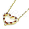 Collares con Dije 04.156.0359.1.20 Oro Laminado, Diseño de Corazón, con Granate and Blanca Micro Pave, Pulido, Tono Dorado (02 MM Thickness, 18 Inches Length)