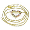 Collares con Dije 04.156.0359.1.20 Oro Laminado, Diseño de Corazón, con Granate and Blanca Micro Pave, Pulido, Tono Dorado (02 MM Thickness, 18 Inches Length)