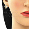 Arete Dormilona 02.156.0501.1 Oro Laminado, Diseño de Corazón, con Granate and Blanca Micro Pave, Pulido, Tono Dorado