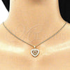 Collares con Dije 04.156.0362.20 Oro Laminado, Diseño de Corazón, con Blanca Micro Pave, Pulido, Tono Dorado (02 MM Thickness, 20 Inches Length)