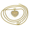 Collares con Dije 04.156.0362.20 Oro Laminado, Diseño de Corazón, con Blanca Micro Pave, Pulido, Tono Dorado (02 MM Thickness, 20 Inches Length)