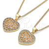 Collares con Dije 04.156.0362.20 Oro Laminado, Diseño de Corazón, con Blanca Micro Pave, Pulido, Tono Dorado (02 MM Thickness, 20 Inches Length)