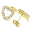 Arete Dormilona 02.156.0503 Oro Laminado, Diseño de Corazón, con Blanca Zirconia Cubica, Pulido, Tono Dorado