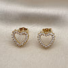 Arete Dormilona 02.156.0503 Oro Laminado, Diseño de Corazón, con Blanca Zirconia Cubica, Pulido, Tono Dorado