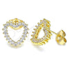 Arete Dormilona 02.156.0503 Oro Laminado, Diseño de Corazón, con Blanca Zirconia Cubica, Pulido, Tono Dorado