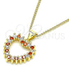 Collares con Dije 04.156.0363.1.20 Oro Laminado, Diseño de Corazón, con Granate and Blanca Zirconia Cubica, Pulido, Tono Dorado (02 MM Thickness, 20 Inches Length)