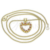 Collares con Dije 04.156.0363.1.20 Oro Laminado, Diseño de Corazón, con Granate and Blanca Zirconia Cubica, Pulido, Tono Dorado (02 MM Thickness, 20 Inches Length)