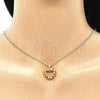 Juego de Arete y Dije de Adulto 10.156.0307.1 Oro Laminado, Diseño de Corazón, con Granate and Blanca Zirconia Cubica, Pulido, Tono Dorado