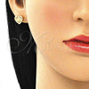 Arete Dormilona 02.156.0504.1 Oro Laminado, Diseño de Corazón y Amor, con Granate and Blanca Micro Pave, Pulido, Tono Dorado