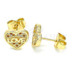 Arete Dormilona 02.156.0504.1 Oro Laminado, Diseño de Corazón y Amor, con Granate and Blanca Micro Pave, Pulido, Tono Dorado