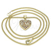 Collares con Dije 04.156.0364.1.20 Oro Laminado, Diseño de Corazón y Amor, con Granate and Blanca Micro Pave, Pulido, Tono Dorado (02 MM Thickness, 20 Inches Length)