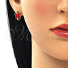 Argolla Huggie 02.213.0181.1.12 Oro Laminado, Diseño de Mariposa, Esmaltado Rojo, Tono Dorado