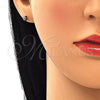 Arete Dormilona 02.213.0186 *PROMO* Oro Laminado, Diseño de Ojo Griego, Esmaltado Verde, Tono Dorado