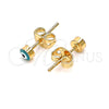 Arete Dormilona 02.213.0186 *PROMO* Oro Laminado, Diseño de Ojo Griego, Esmaltado Verde, Tono Dorado