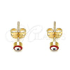 Arete Dormilona 02.213.0186.1 *PROMO* Oro Laminado, Diseño de Ojo Griego, Esmaltado Rojo, Tono Dorado