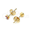 Arete Dormilona 02.213.0186.1 *PROMO* Oro Laminado, Diseño de Ojo Griego, Esmaltado Rojo, Tono Dorado