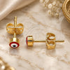 Arete Dormilona 02.213.0186.1 *PROMO* Oro Laminado, Diseño de Ojo Griego, Esmaltado Rojo, Tono Dorado
