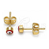 Arete Dormilona 02.213.0186.1 *PROMO* Oro Laminado, Diseño de Ojo Griego, Esmaltado Rojo, Tono Dorado