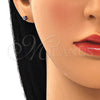 Arete Dormilona 02.213.0186.2 *PROMO* Oro Laminado, Diseño de Ojo Griego, Esmaltado Azul, Tono Dorado