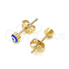 Arete Dormilona 02.213.0186.2 *PROMO* Oro Laminado, Diseño de Ojo Griego, Esmaltado Azul, Tono Dorado