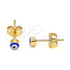 Arete Dormilona 02.213.0186.2 *PROMO* Oro Laminado, Diseño de Ojo Griego, Esmaltado Azul, Tono Dorado