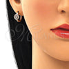Argolla Huggie 02.213.0190.15 Oro Laminado, Diseño de Ojo Griego y Flor, con Blanca Zirconia Cubica, Esmaltado Rojo, Tono Dorado