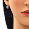 Argolla Huggie 02.213.0190.1.15 Oro Laminado, Diseño de Ojo Griego y Flor, con Zirconia Cubica Blanca, Esmaltado Azul, Tono Dorado