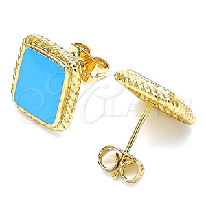 Arete Dormilona 02.213.0193.3 Oro Laminado, Esmaltado Turquesa, Tono Dorado