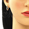 Argolla Huggie 02.213.0196.1.15 Oro Laminado, Diseño de Ojo Griego, con Blanca Zirconia Cubica, Esmaltado Verde, Tono Dorado