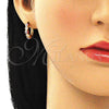 Argolla Huggie 02.213.0196.2.15 Oro Laminado, Diseño de Ojo Griego, con Blanca Zirconia Cubica, Esmaltado Rojo, Tono Dorado