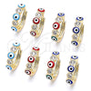 Argolla Huggie 02.213.0196.2.15 Oro Laminado, Diseño de Ojo Griego, con Blanca Zirconia Cubica, Esmaltado Rojo, Tono Dorado