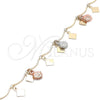 Tobillera de Dije 03.331.0076.10 Oro Laminado, Diseño de Sol, Pulido, Tres Tonos (01 MM Thickness, 10 Inches Length)