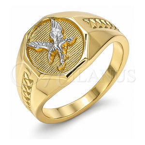 Anillo de Hombre 01.351.0013.12 Oro Laminado, Diseño de Águila, Pulido, Dos Tonos (Talla Unica)