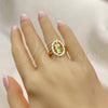 Anillo Elegante 01.351.0014.07 Oro Laminado, Diseño de San Judas, Pulido, Tres Tonos (Size 7)