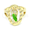 Anillo Elegante 01.351.0014.07 Oro Laminado, Diseño de San Judas, Pulido, Tres Tonos (Size 7)