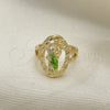 Anillo Elegante 01.351.0014.07 Oro Laminado, Diseño de San Judas, Pulido, Tres Tonos (Size 7)