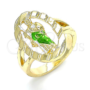 Anillo Elegante 01.351.0014.07 Oro Laminado, Diseño de San Judas, Pulido, Tres Tonos (Size 7)