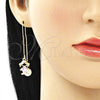 Arete Violador 02.380.0025.1 Oro Laminado, Diseño de Niñita Pequeña y Corazón, con Rosado Zirconia Cubica, Pulido, Tono Dorado