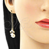 Arete Violador 02.380.0025.2 Oro Laminado, Diseño de Niñita Pequeña y Corazón, con Blanca Zirconia Cubica, Pulido, Tono Dorado