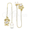 Arete Violador 02.380.0025.2 Oro Laminado, Diseño de Niñita Pequeña y Corazón, con Blanca Zirconia Cubica, Pulido, Tono Dorado