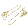 Arete Violador 02.380.0025.2 Oro Laminado, Diseño de Niñita Pequeña y Corazón, con Blanca Zirconia Cubica, Pulido, Tono Dorado