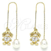 Arete Violador 02.380.0025.2 Oro Laminado, Diseño de Niñita Pequeña y Corazón, con Blanca Zirconia Cubica, Pulido, Tono Dorado