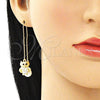 Arete Violador 02.380.0030 Oro Laminado, Diseño de Búho, con Blanca and Negro Cristal, Pulido, Tono Dorado