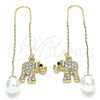 Arete Violador 02.380.0032 Oro Laminado, Diseño de Elefante, con Blanca and Negro Cristal, Pulido, Tono Dorado