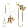 Arete Violador 02.380.0032.1 Oro Laminado, Diseño de Elefante, con Multicolor Cristal, Pulido, Tono Dorado