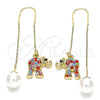 Arete Violador 02.380.0032.1 Oro Laminado, Diseño de Elefante, con Multicolor Cristal, Pulido, Tono Dorado