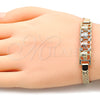 Pulsera Elegante 03.380.0021.08 Oro Laminado, Diseño de Tortuga, con Blanca Cristal, Pulido, Tres Tonos (05 MM Thickness, 8 Inches Length)